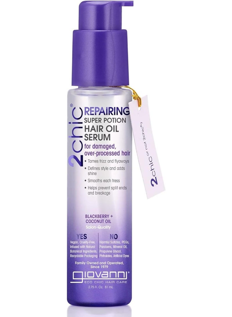 Giovanni 2chic®, Repairing Super Potion Hair Oil Serum, Blackberry + Coconut Oil, 2.75 fl oz (81 ml) 81mlml - Image 1