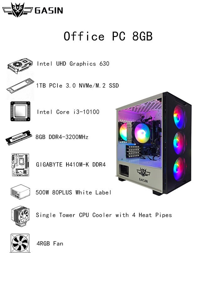 غاز كمبيوتر مكتبي مع معالج كور i3-10100/8 جيجابايت رام DDR4/1 تيرابايت SSD/رسومات إنتل UHD/ويندوز 11 - Image 3