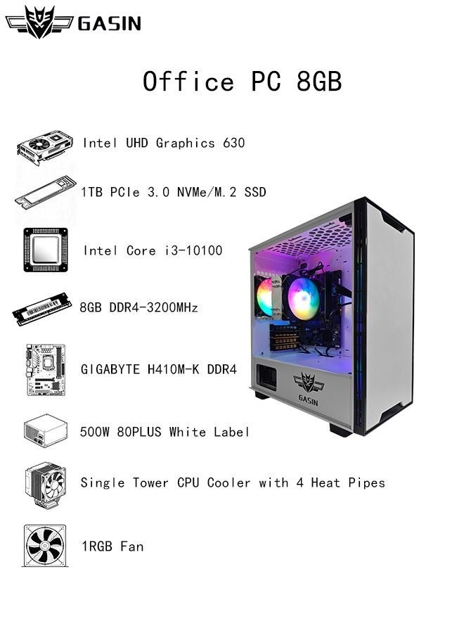 غاز حاسوب مكتبي مع معالج كور i3-10100/ذاكرة RAM 8GB DDR4/قرص SSD سعة 1TB/رسومات إنتل UHD/ويندوز 11 - Image 3