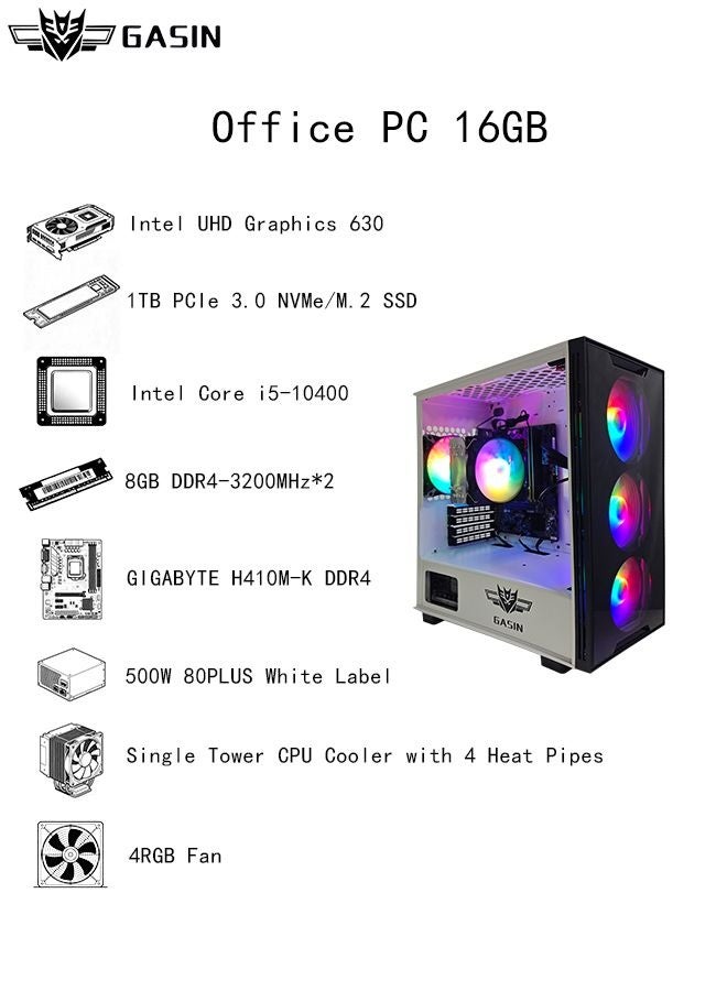 غاز Office PC With Core i5-10400 Processor/16GB RAM DDR4/1TB SSD/Intel UHD Graphics/Windows 11/ White - Image 3