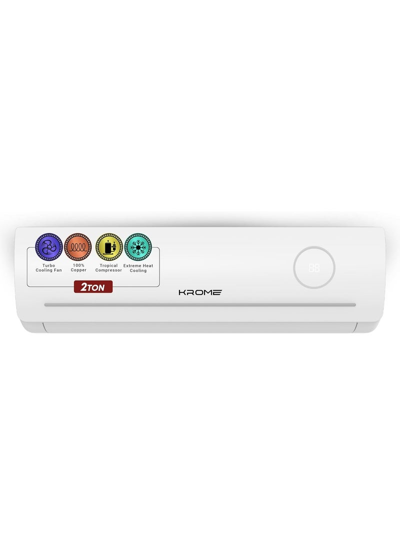 Krome 2 Ton Split Air Conditioner with Advanced Rotary Compressor, 24,000 BTU, Low Noise, Energy Efficient R-410a, Reliable and Durable, Smooth Operation 220 W KR-AR24MT3 White - Image 1