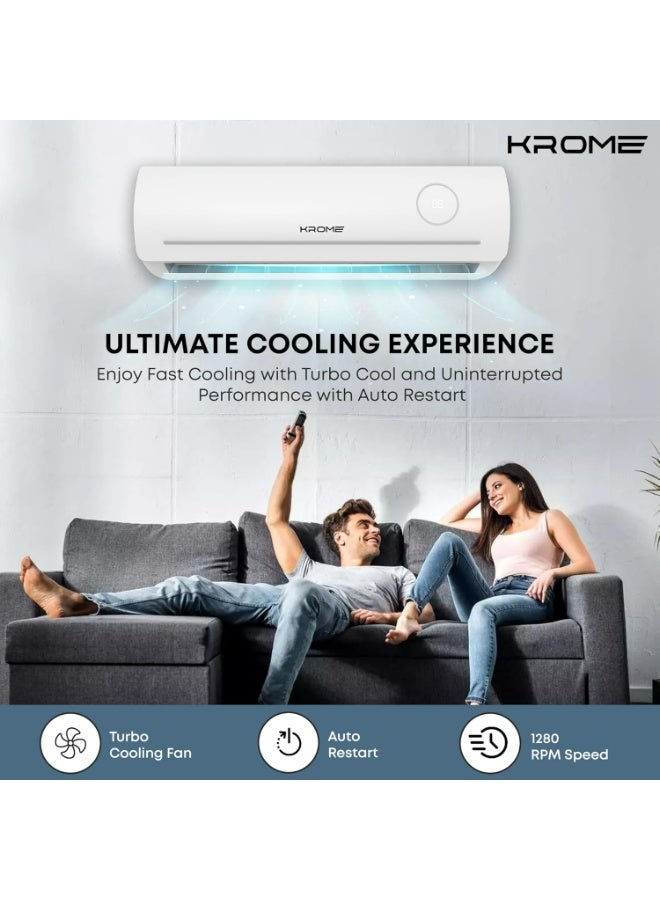 Krome 2 Ton Split Air Conditioner with Advanced Rotary Compressor, 24,000 BTU, Low Noise, Energy Efficient R-410a, Reliable and Durable, Smooth Operation 220 W KR-AR24MT3 White - Image 5