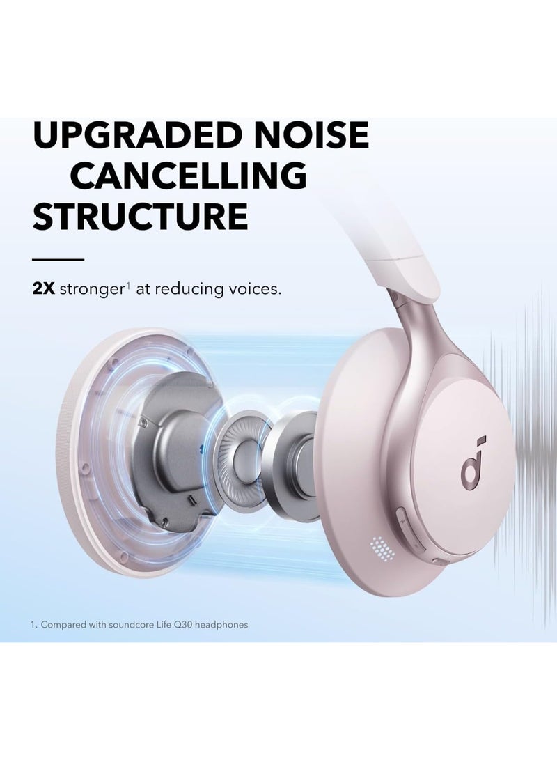 ساوند كور من أنكر، سبيس وان، سماعات رأس نشطة لإلغاء الضوضاء، تقليل الصوت أقوى بمقدار 2X، 40 ساعة من وقت التشغيل مع إلغاء الضوضاء، تحكم عبر التطبيق، صوت لاسلكي عالي الدقة LDAC، ملائمة مريحة، مكالمات واضحة، بلوتوث 5.3 - Image 2