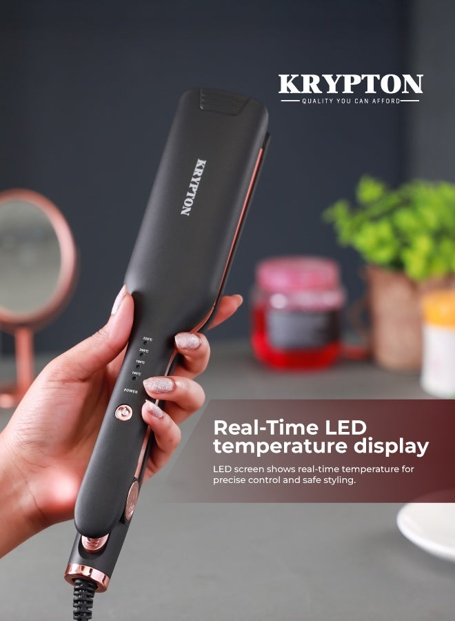 KRYPTON Digital Hair Straightener, 60W PTC Heating, LED Digital Temperature Control 160–220°C, Wet & Dry Use, Fast Heat-Up Straight Iron for Salon & Home Styling BLACK - Image 2