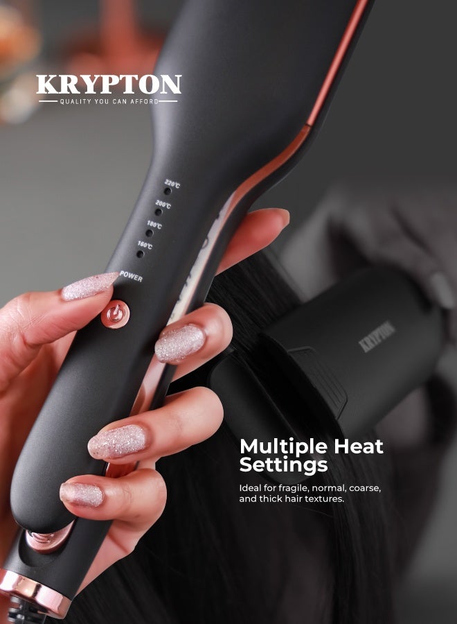 KRYPTON Digital Hair Straightener, 60W PTC Heating, LED Digital Temperature Control 160–220°C, Wet & Dry Use, Fast Heat-Up Straight Iron for Salon & Home Styling BLACK - Image 5