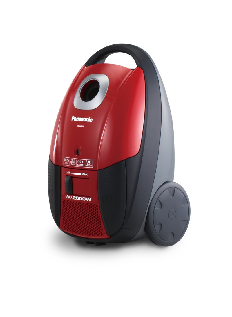 Panasonic Bagged Vacuum Cleaner - AntiBacteria Filter - 4 L 2000 W MC-CG713R Red - Image 1