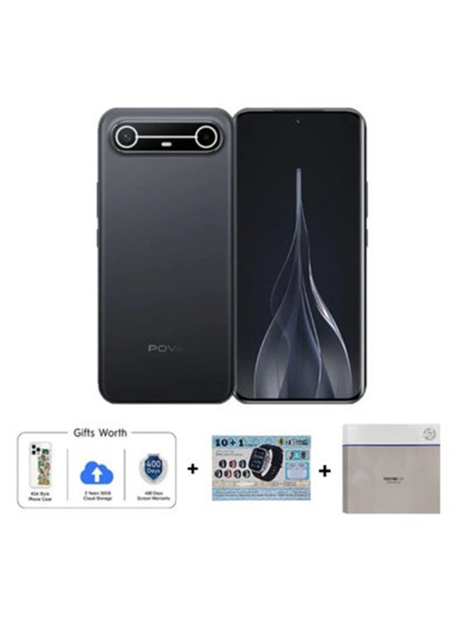 تكنو هاتف بوفا سليم 5G ثنائي الشريحة سليم أسود بارد 8GB RAM 256GB 5G - مع هدايا مجانية كيس هاتف على طراز المملكة العربية السعودية ، 3 سنوات 50GB تخزين سحابي وضمان شاشة لمدة 400 يوم + هدايا - Image 1