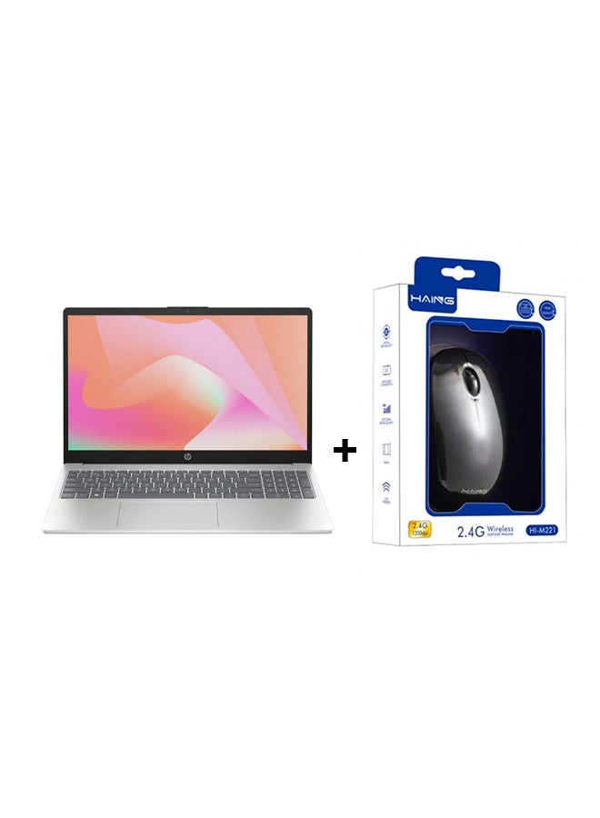 HP 15-fd0058nx Laptop With 15.6 Inch Full HD (1920X1080) Display, Intel Core i7-1355U Processor/16GB RAM DDR4/512GB SSD/DOS(Without Windows)/Intel Iris Xe Graphics+Free Mouse English/Arabic Silver - Image 1