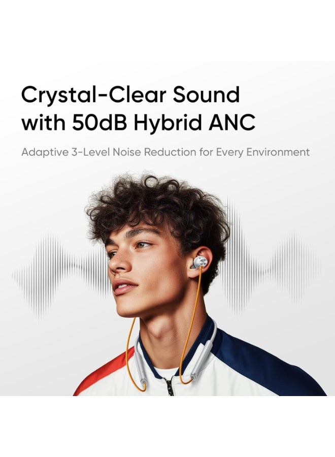 ريل مي سماعات أذن عنق لاسلكية Buds Wireless 5 ANC مع إلغاء الضوضاء النشط 50dB، 38 ساعة تشغيل، صوت مكاني 360°، مقاومة للماء IP55، بلوتوث 5.4، اتصال مزدوج بالجهاز - Image 3