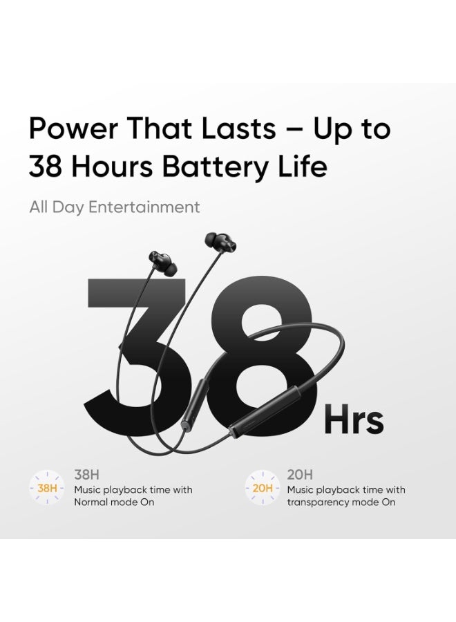 ريل مي سماعات أذن عنق لاسلكية Buds Wireless 5 ANC مع إلغاء الضوضاء النشط 50dB، 38 ساعة تشغيل، صوت مكاني 360°، مقاومة للماء IP55، بلوتوث 5.4، اتصال مزدوج بالجهاز - Image 4