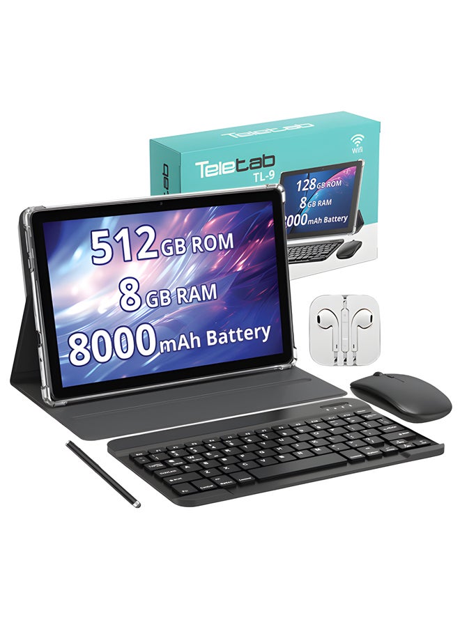 Teletab TL-4 Tablet 10.1-Inch 8GB RAM 512GB 4G-LTE Dual SIM Blue with Grey Leather Cover | Wireless Keyboard | Mouse | Pen | Earbuds | Type-C Charger - Image 2