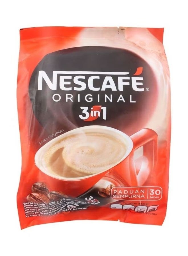 نسكافيه Original 3 in 1 Coffee Sachets 525grams Pack of 30 - Image 1