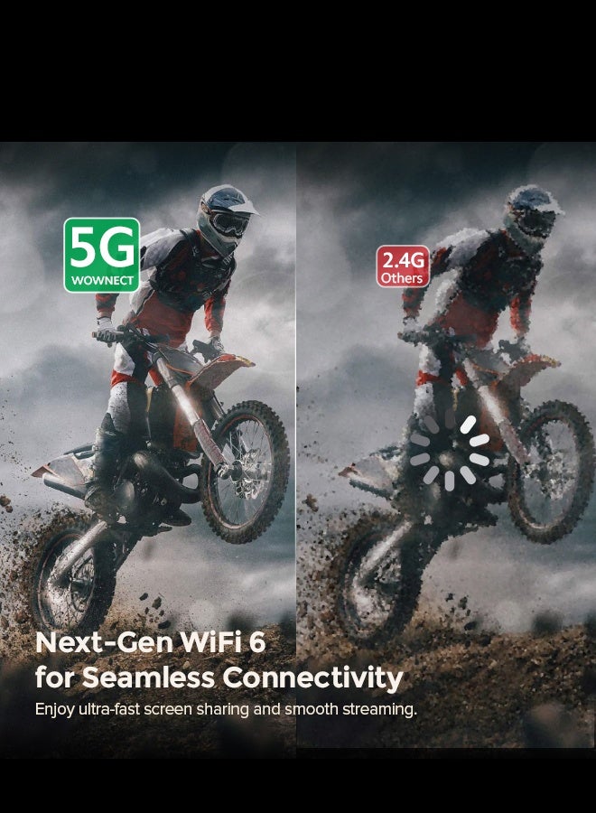 Wownect Mini Smart Projector with Android 13, 180 ANSI Lumens, 1080P Support, 2.4G/5G WiFi 6, Bluetooth 4.0, 4K Decoding, HDMI/USB/TF, Auto Keystone, Home Theater Portable Projector – PROJ-WO-105-AN White - Image 5