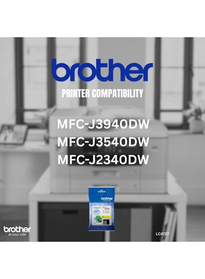 بروذر Genuine LC472Y Ink Cartridge, Yellow, Page Yield up to 550 pages YELLOW - Image 2