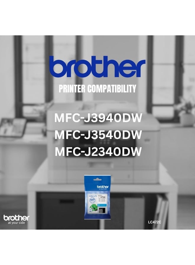 بروذر Genuine LC472C Ink Cartridge, Cyan, Page Yield up to 550 pages CYAN - Image 2