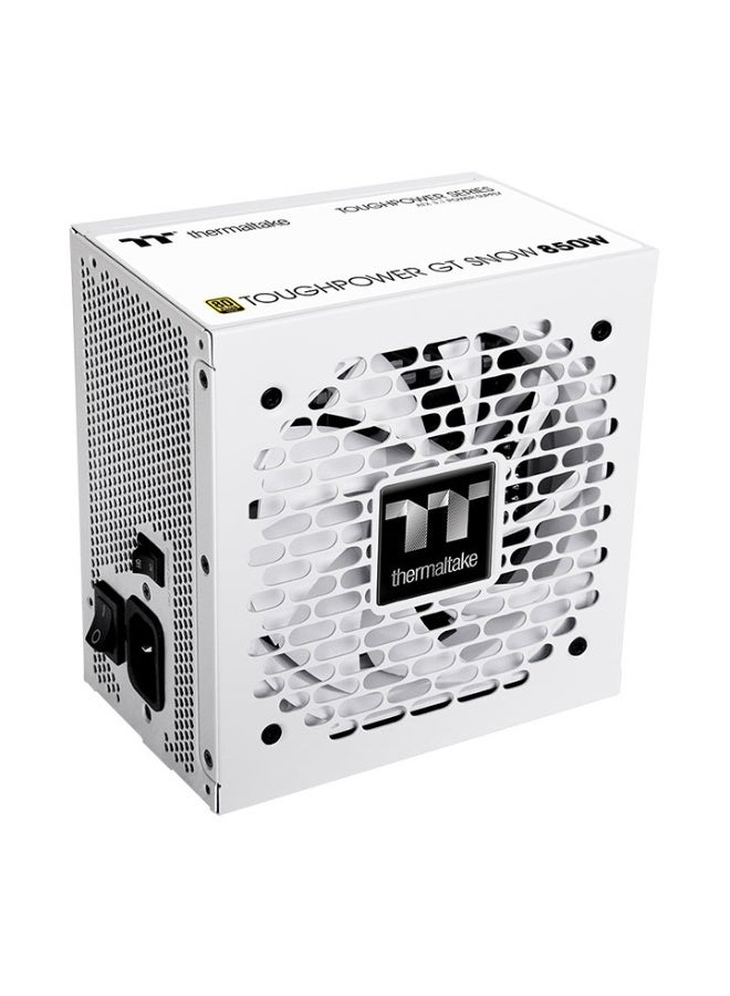 ثيرمال تيك مزود طاقة Toughpower GT 850W 80 PLUS Gold، ATX 3.1 بالكامل قابل للتعديل، موصل PCIe Gen 5.1 12V‑2x6 (12+4) 600W، مروحة هيدروليكية هادئة 120mm، PFC نشط، سكة +12V واحدة، كابلات بيضاء قابلة للتعديل، حماية كاملة، أبيض | PS-TPT-0850FNFAGK-W - Image 2