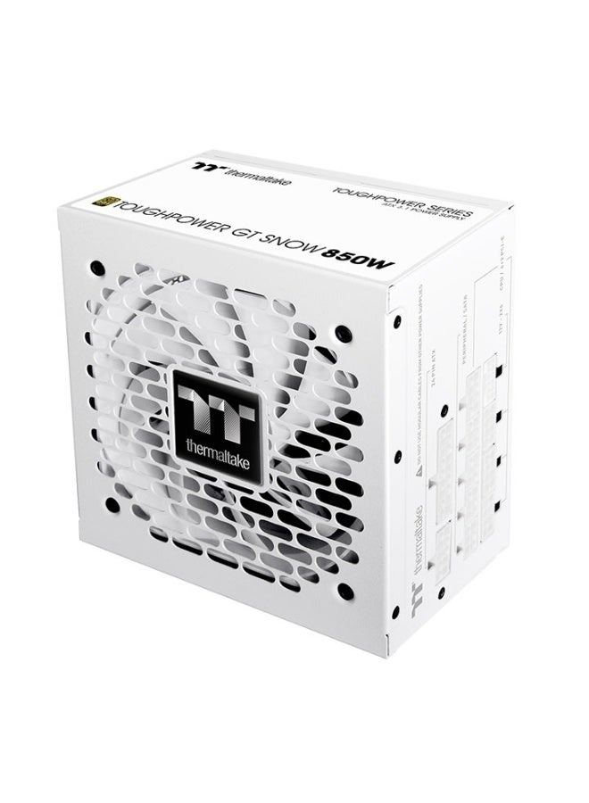 ثيرمال تيك مزود طاقة Toughpower GT 850W 80 PLUS Gold، ATX 3.1 بالكامل قابل للتعديل، موصل PCIe Gen 5.1 12V‑2x6 (12+4) 600W، مروحة هيدروليكية هادئة 120mm، PFC نشط، سكة +12V واحدة، كابلات بيضاء قابلة للتعديل، حماية كاملة، أبيض | PS-TPT-0850FNFAGK-W - Image 3