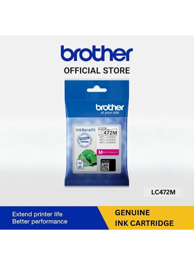 بروذر Genuine LC472M Ink Cartridge, Magenta, Page Yield up to 550 pages MAGENTA - Image 1