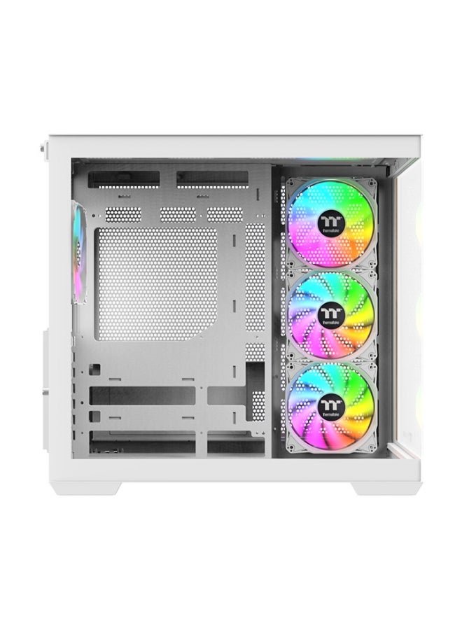 ثيرمال تيك View 380 WS White Mid Tower Gaming PC Case – ARGB Fans x4, Tempered Glass Panels, Dual-Chamber, ATX Compatible, Supports 360mm Top & 280/240mm Side Radiators, USB-C, Large GPU & CPU Clearance | CA-1Z2-00M6WN-WS - Image 4