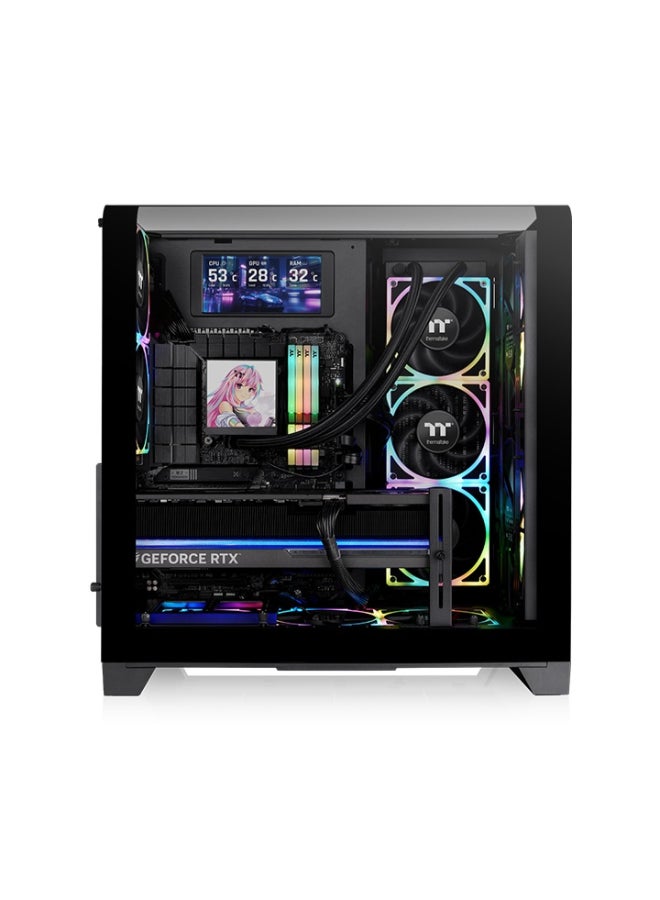ثيرمال تيك View 390 Air Mid Tower Case – Curved Tempered Glass, ATX/Micro-ATX/Mini-ITX, Vertical GPU Mount, Dual 120mm Fans, Up to 360mm Radiator, USB 3.2 Type-C, Black | CA-11F-00M1WN-00 - Image 2