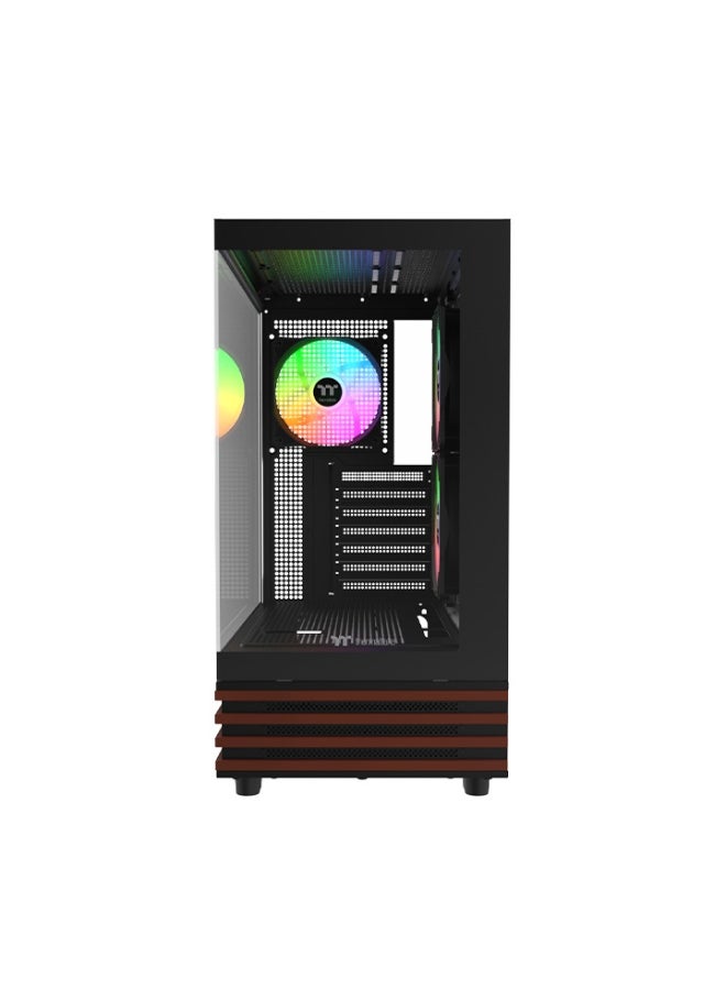 ثيرمال تيك View 270 Plus WS ARGB Mid Tower Gaming PC Case – Dual Tempered Glass Panels, Pre‑installed ARGB Fans & Sync, USB‑C, 360mm Radiator Support, High‑Airflow Cooling, ATX/E‑ATX Build, HDD & SSD Storage, Black | CA-1Y7-00M1WN-WS - Image 2
