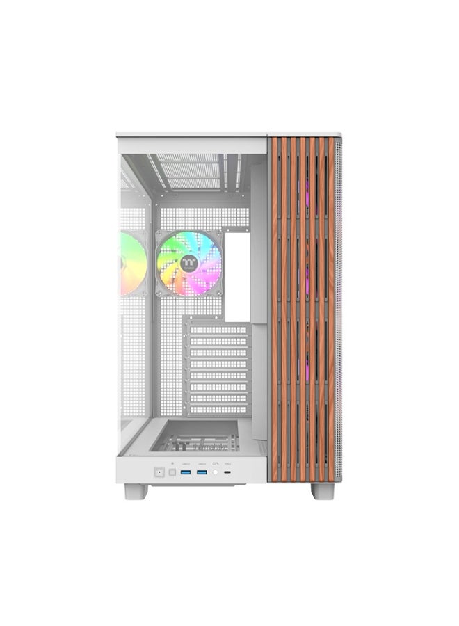 ثيرمال تيك View 380 XL WS ARGB Mid Tower ATX Case – Tempered Glass, Dual Chamber, 4 ARGB Fans, Supports ATX/mATX/ITX, 360mm Radiators, USB-C & USB 3.0, GPU Support Bracket, White | CA-11E-00M6WN-WS - Image 2