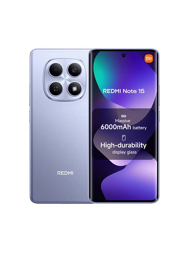 Redmi Note 15 Dual SIM 4G Mist Purple 8G RAM 256GB with 3 Pin adaptor - Global Version