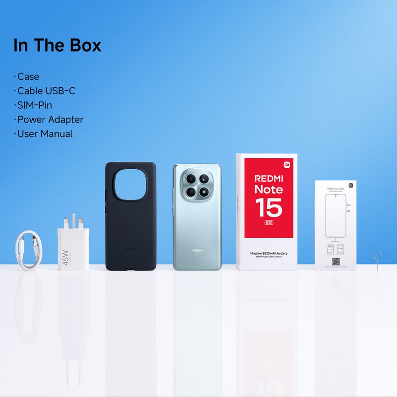 Xiaomi Redmi Note 15 Dual SIM 5G Glacier Blue 8G RAM 256GB with 3 Pin adaptor - Global Version - Image 5