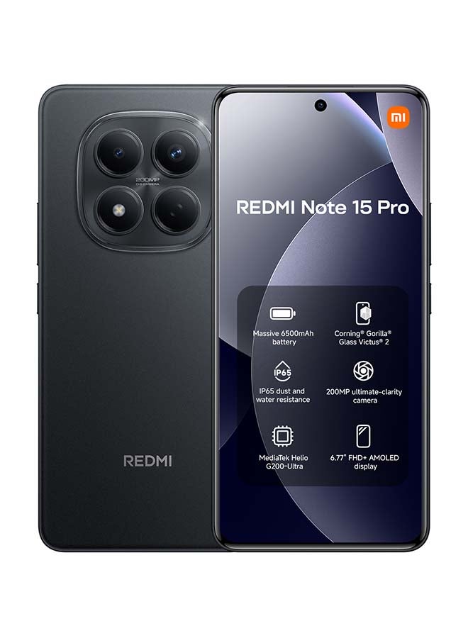 Xiaomi Redmi Note 15 Pro Dual SIM 4G Black 8G RAM 256GB with 3 Pin adaptor - Global Version - Image 1