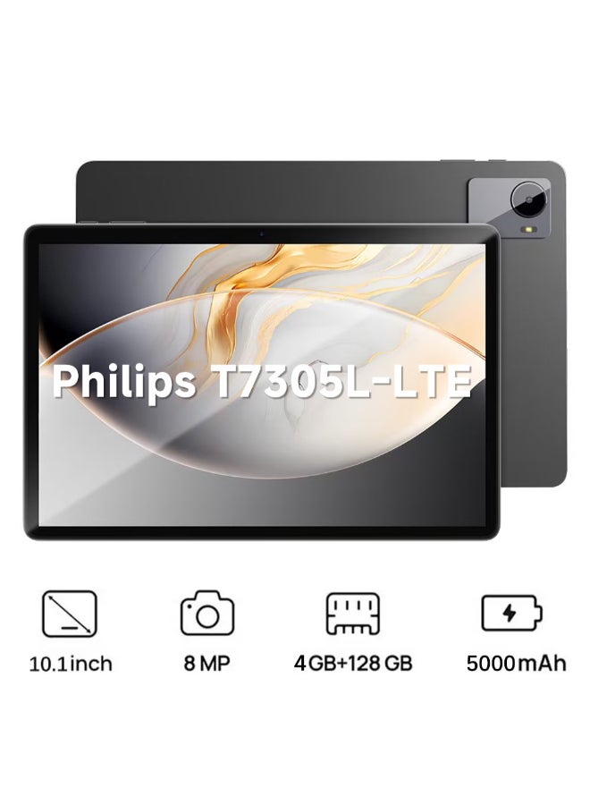 فيليبس T7305 شاشة 10.1 بوصة ثنائية الشريحة رمادي 4GB RAM 128GB 4G - النسخة الدولية - Image 1