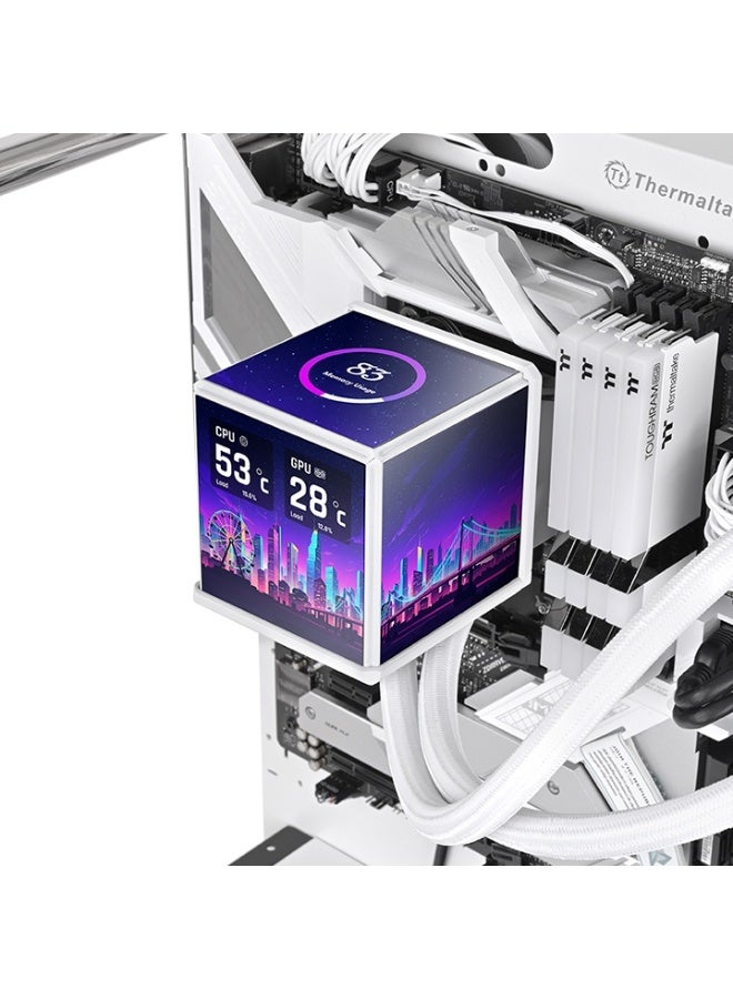 Thermaltake MINECUBE 360 Ultra ARGB AIO Liquid Cooler – 360mm Radiator, Quad TFT LCD Display, SWAFAN EX12 ARGB Fans, Magnetic Connectors, CPU & VRM Cooling, Intel & AMD Compatible, White | CL-W482-PL12SW-A - Image 2