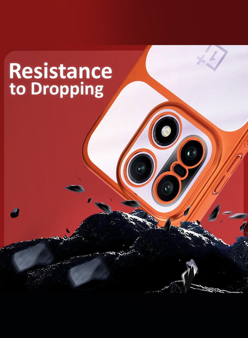 MARGOUN Slim Protective PC Cover for OnePlus 15 - Reinforced Corners and Camera Lens Protection with Privacy Screen Protector Clear - Side Orange-3 - Image 4