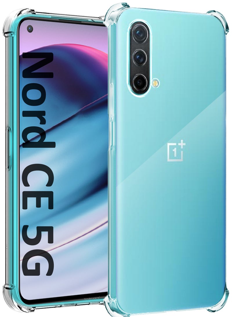 مارجون Gorilla Shockproof Clear TPU Case Cover for OnePlus Nord CE 5G - Air Cushion Corners and Raised Camera Guard Clear-1 - Image 1