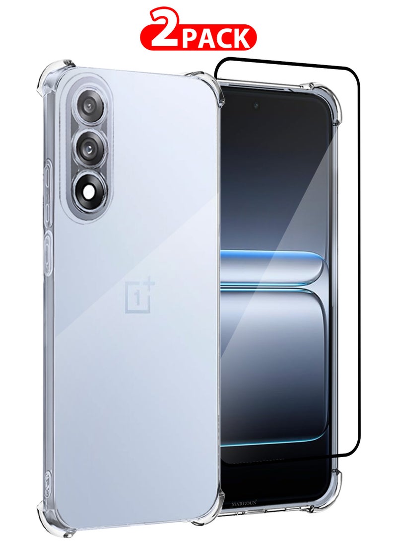 مارجون Gorilla Case Cover for OnePlus Nord 5 5G - Shockproof Clear TPU Air Cushion Corners and Raised Camera Guard with 3D Screen Protector Clear-2 - Image 1