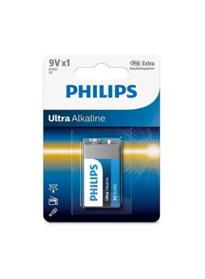 Philips 1PCS Size 9V Ultra Alkaline Battery Multicolour