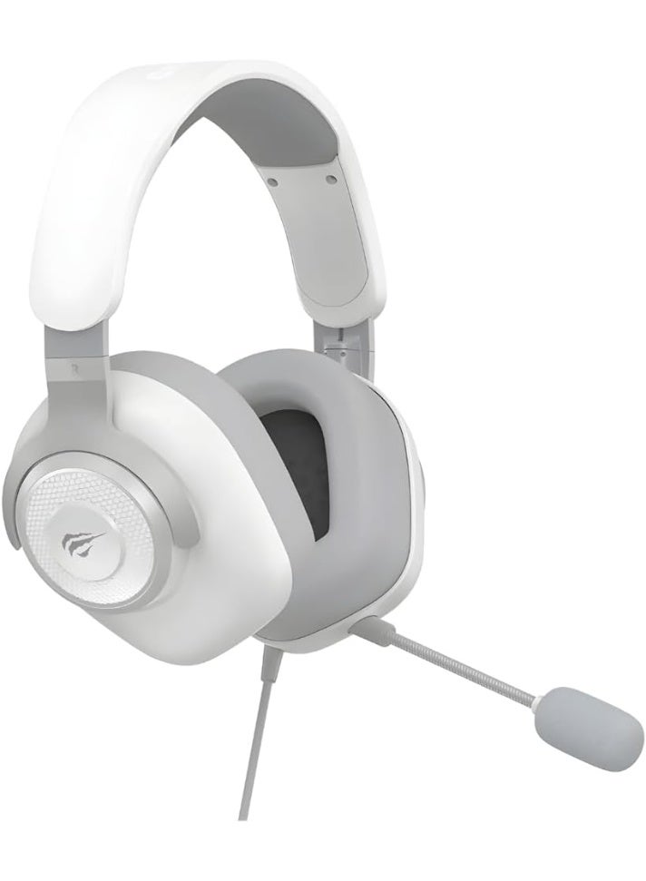 havit H2230U Gaming Headset 7.1 Surround Sound USB Headset – Gaming Headset Wired Over-Ear Headset with Removable Mic, White & Gray - Image 2