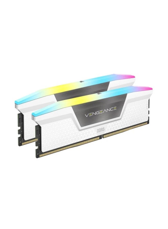 كورسير MEMORY DESKTOP CORSAIR VENGEANCE RGB 32GB (2X16GB) DDR5 6400MHz, CL36, RGB via iCUE software, intel XMP 3.0 - White - Image 2