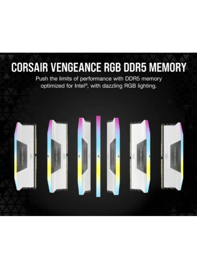كورسير MEMORY DESKTOP CORSAIR VENGEANCE RGB 32GB (2X16GB) DDR5 6400MHz, CL36, RGB via iCUE software, intel XMP 3.0 - White - Image 3