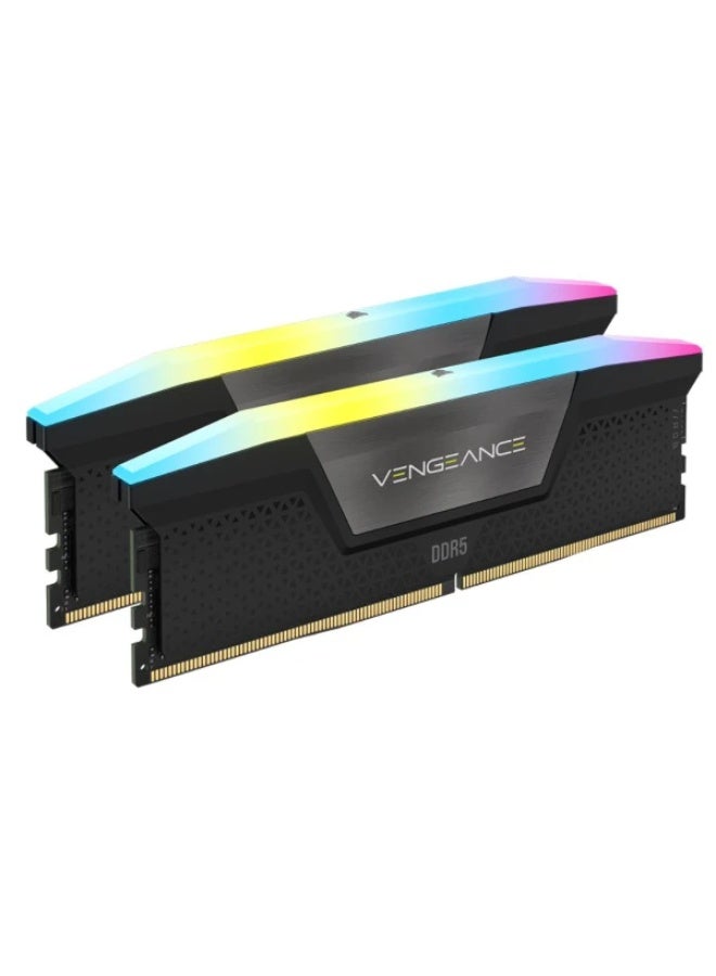 كورسير MEMORY DESKTOP CORSAIR VENGEANCE RGB 32GB (2X16GB) DDR5 6400MHz, CL36, RGB via iCUE software, intel XMP 3.0 - BLACK - Image 2