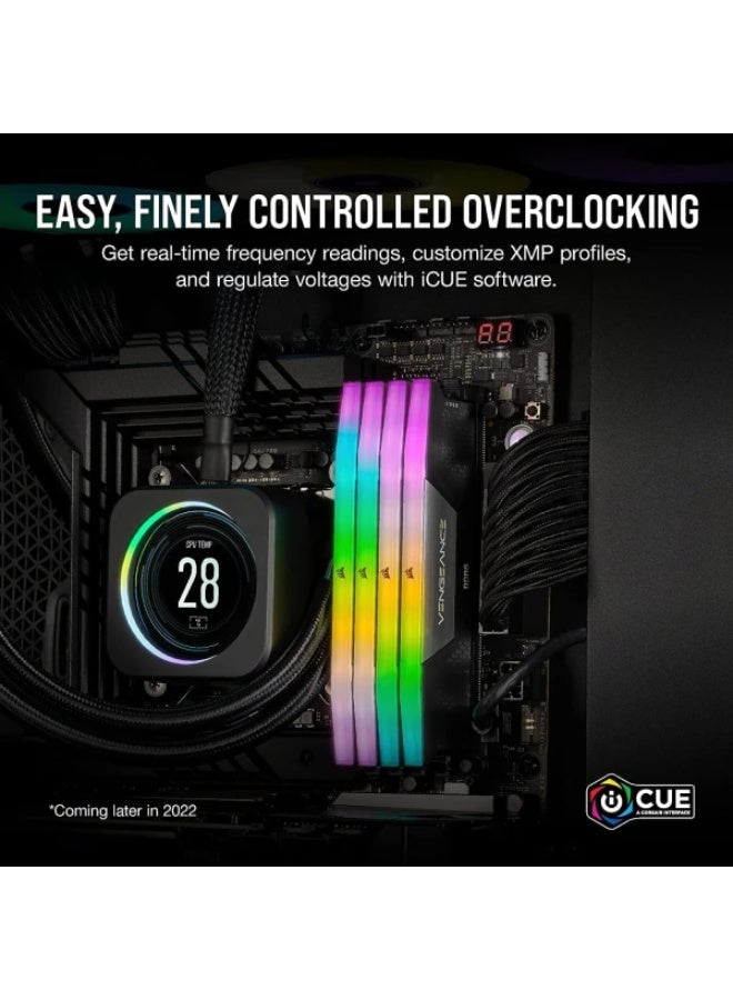 كورسير MEMORY DESKTOP CORSAIR VENGEANCE RGB 32GB (2X16GB) DDR5 6400MHz, CL36, RGB via iCUE software, intel XMP 3.0 - BLACK - Image 3