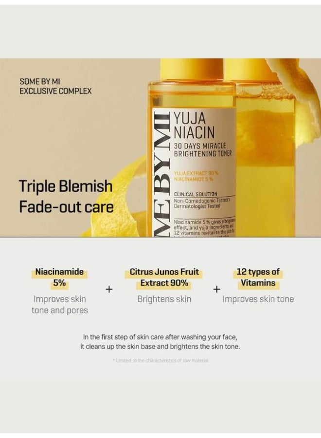 Some By Mi Yuja Niacin 30 Days Miracle Brightening Toner 150ml | Vitamin-C rich Yuzu & Niacinamide toner for dark spots, dullness & uneven tone | Lightweight hydrating K-Beauty exfoliating toner for luminous “glass skin” | Korean skincare original, daily pH balancer for oily/combination/normal skin 150ml - Image 2
