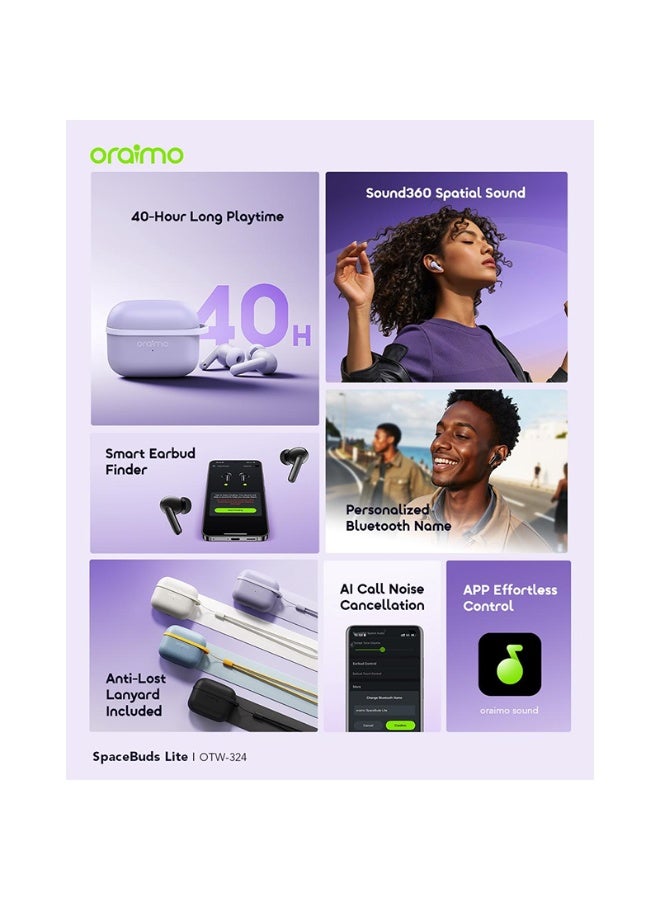 Oraimo SpaceBuds Lite True Wireless Earbuds with Sound360 Spatial Audio - Black - Image 2