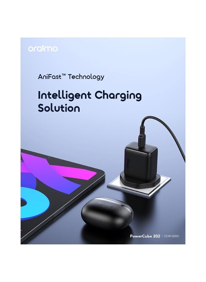 Oraimo Wall Charger USB-C Port 20W with Cable - Black - Image 5