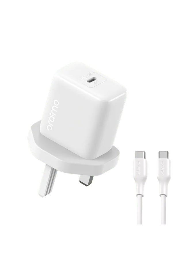 Oraimo Wall Charger USB-C Port 20W with Cable - White - Image 1