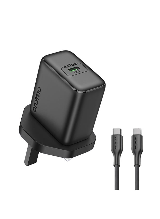 Oraimo Wall Charger USB-C Port 35W with Cable - Black - Image 1