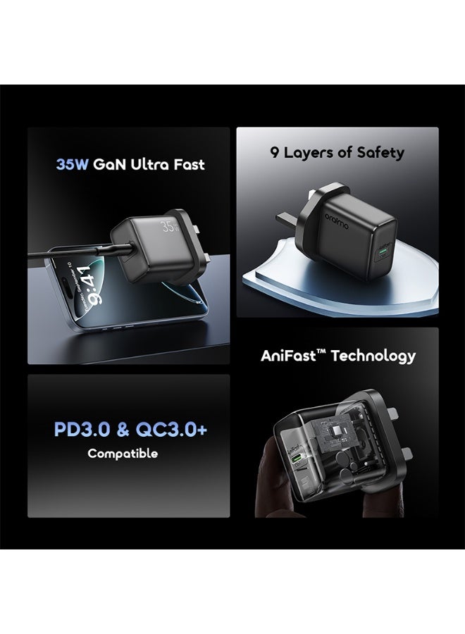 Oraimo Wall Charger USB-C Port 35W with Cable - Black - Image 3