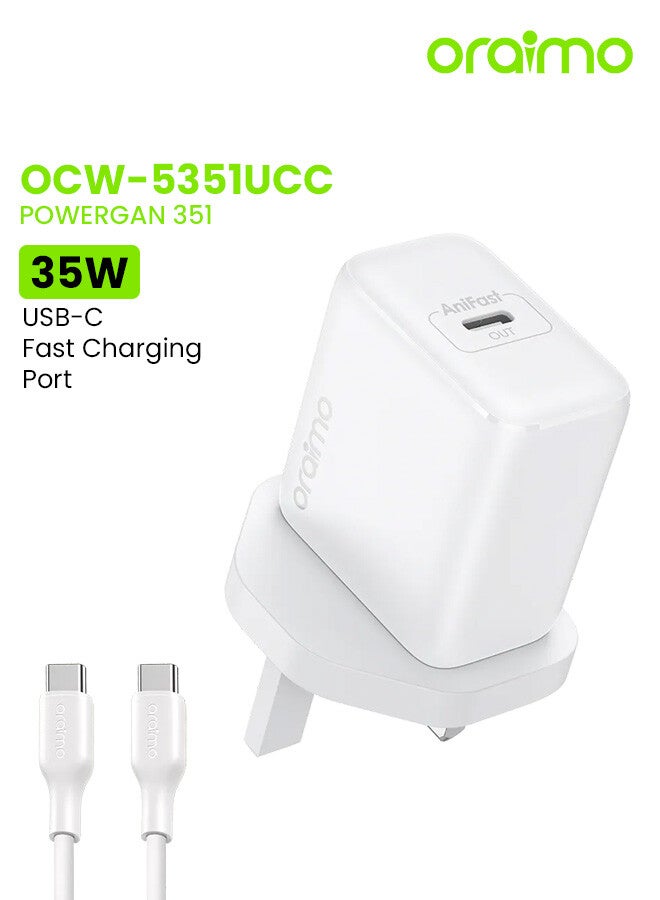 Oraimo Wall Charger USB-C Port 35W with Cable - White - Image 1