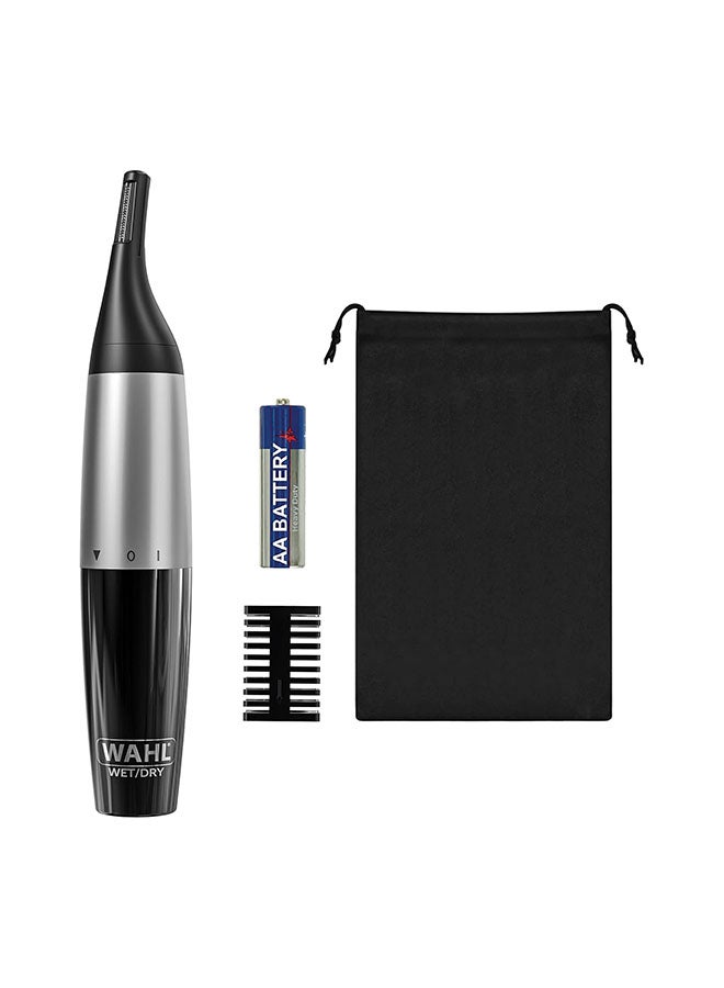 Wahl Precision Ear, Nose & Eyebrow Trimmer, Fully Washable Personal Grooming Kit with Dual-Blade Precision Cutter for Nose, Ear & Facial Hair, Compact Cordless Groomer for Men & Women - 5560 – 3917 Black and Silver - Image 1