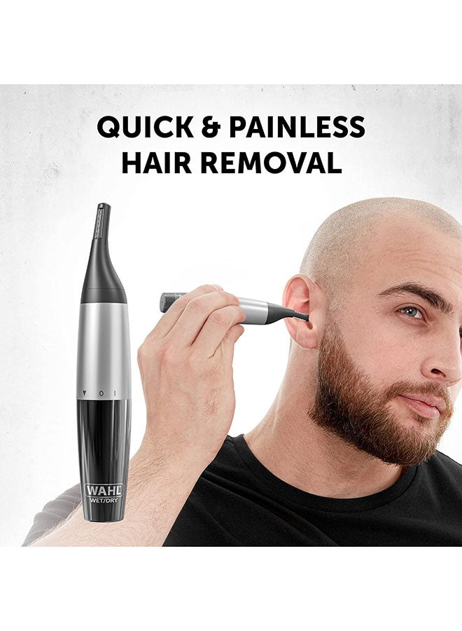 Wahl Precision Ear, Nose & Eyebrow Trimmer, Fully Washable Personal Grooming Kit with Dual-Blade Precision Cutter for Nose, Ear & Facial Hair, Compact Cordless Groomer for Men & Women - 5560 – 3917 Black and Silver - Image 3
