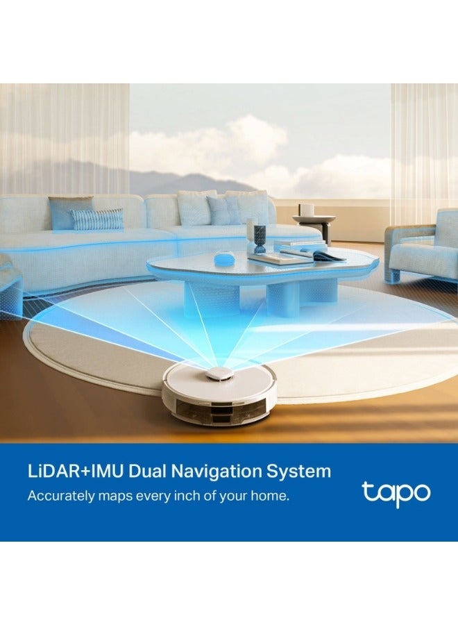 تي بي لينك Tapo RV30 Max 5300Pa Hyper Suction Robot Vacuum & Mop with LiDAR+IMU Dual Navigation, Auto-Empty Dock, Smart Cleaning, Multi-Floor Mapping, Carpet Avoidance, and Voice Control for Effortless, Spotless Home Cleaning-White 45 W Tapo RV30 Max White - Image 3